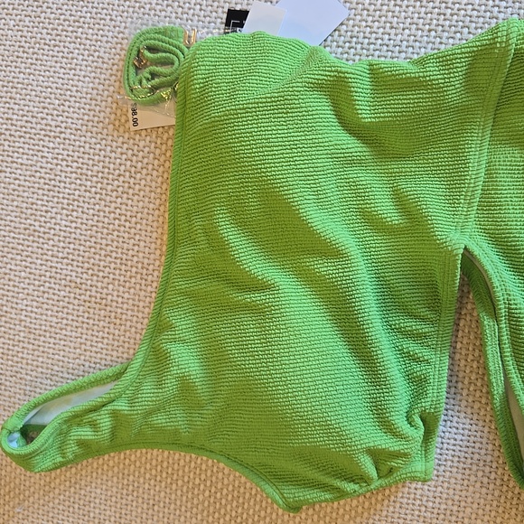 Michael Kors Lime Green One-Shoulder Swimsuit - Picture 4 of 10